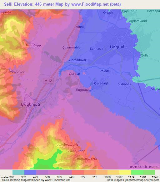 Selli,Azerbaijan Elevation Map