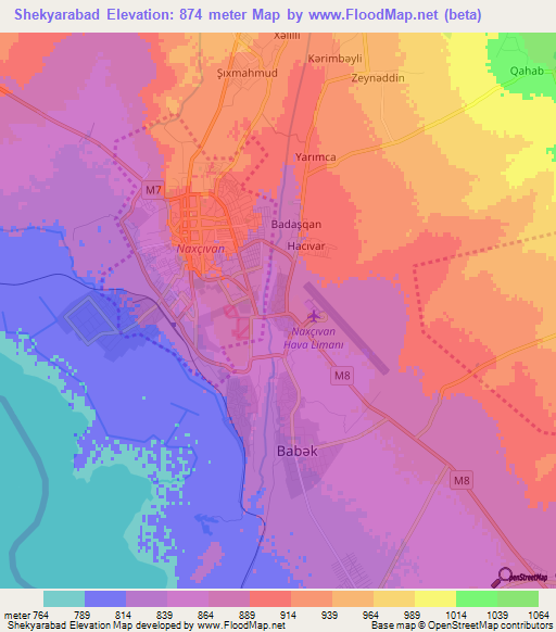 Shekyarabad,Azerbaijan Elevation Map