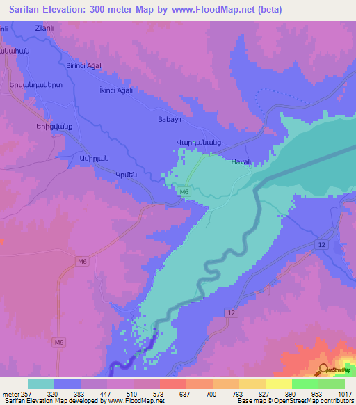 Sarifan,Azerbaijan Elevation Map