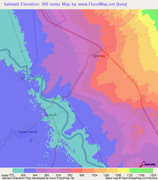 Sahtaxti,Azerbaijan Elevation Map