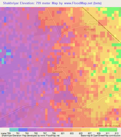 Shakhriyar,Azerbaijan Elevation Map