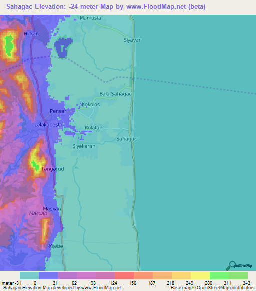 Sahagac,Azerbaijan Elevation Map