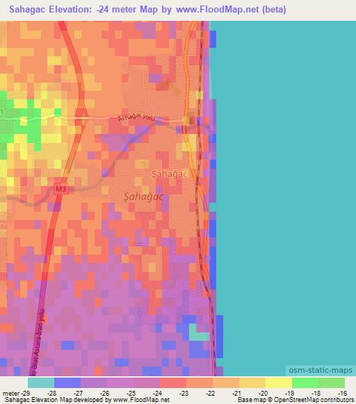Sahagac,Azerbaijan Elevation Map