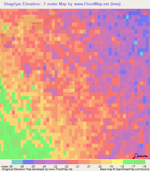 Shagriyar,Azerbaijan Elevation Map