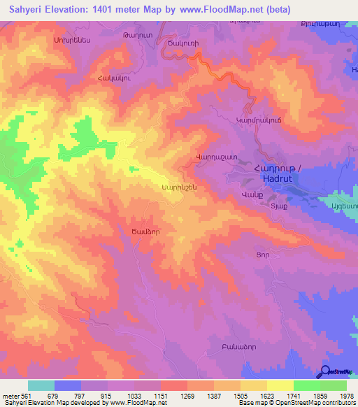 Sahyeri,Azerbaijan Elevation Map