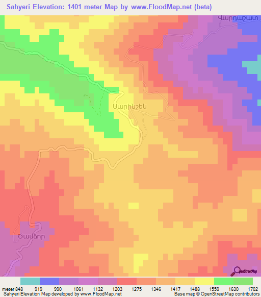 Sahyeri,Azerbaijan Elevation Map
