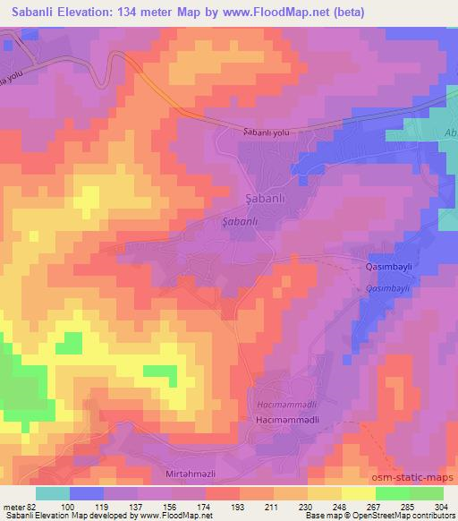 Sabanli,Azerbaijan Elevation Map