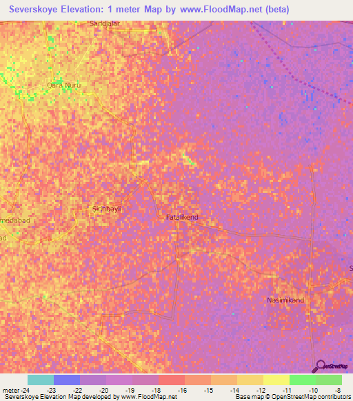 Severskoye,Azerbaijan Elevation Map