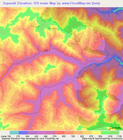 Separadi,Azerbaijan Elevation Map