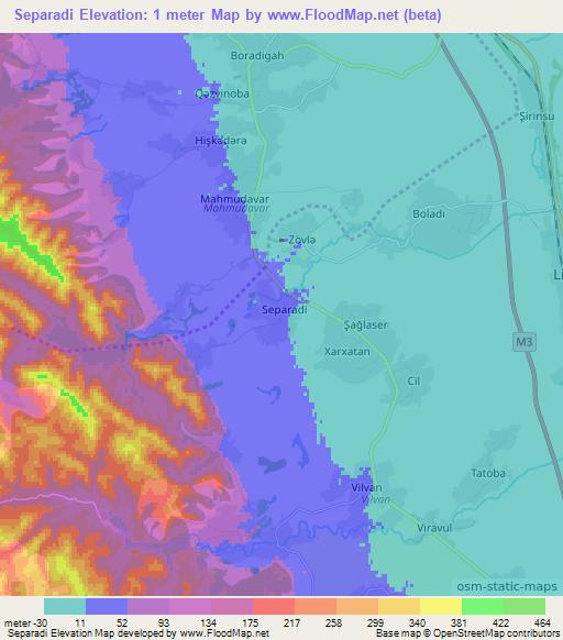 Separadi,Azerbaijan Elevation Map