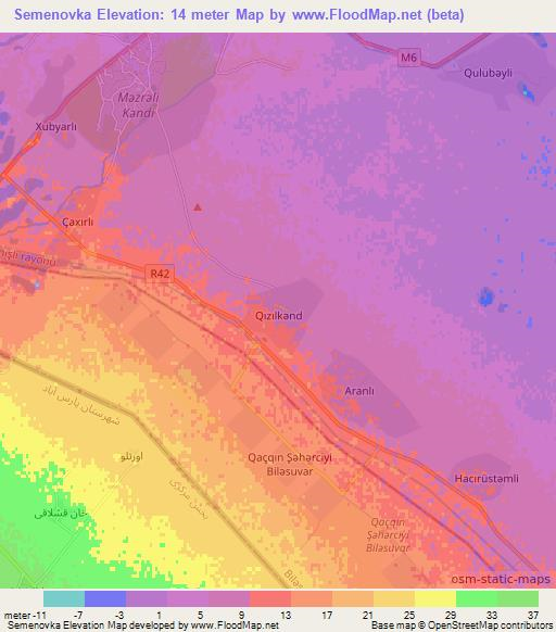 Semenovka,Azerbaijan Elevation Map