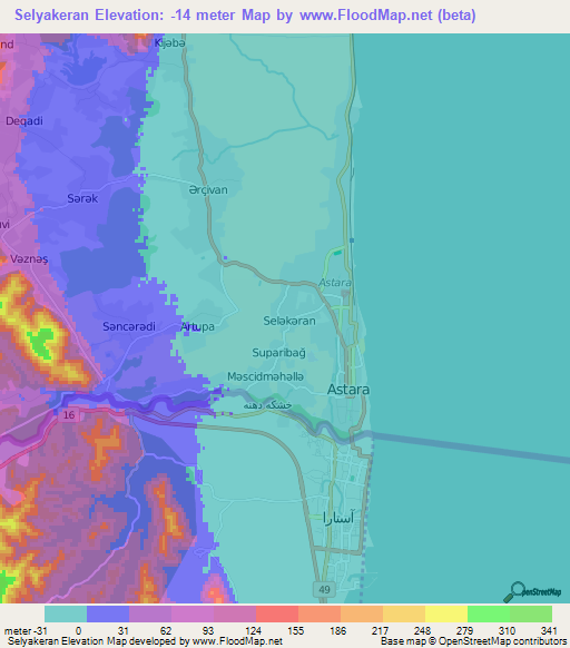 Selyakeran,Azerbaijan Elevation Map