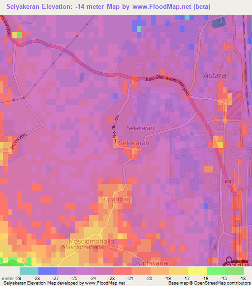 Selyakeran,Azerbaijan Elevation Map