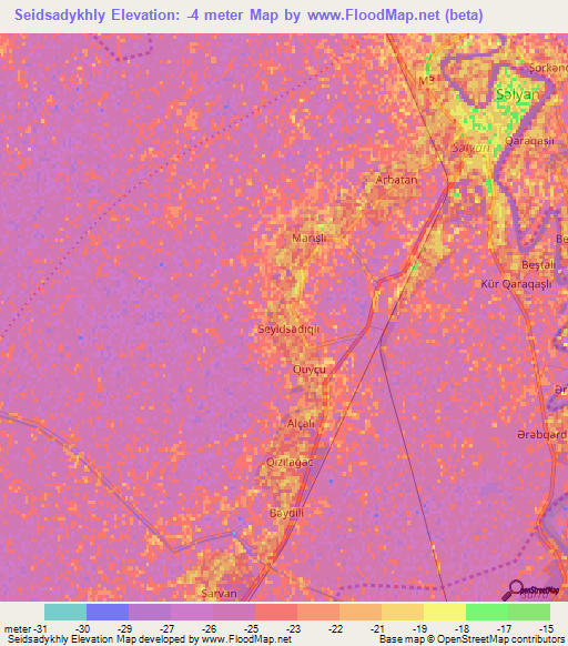 Seidsadykhly,Azerbaijan Elevation Map
