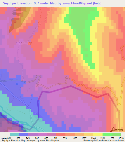 Seydlyar,Azerbaijan Elevation Map