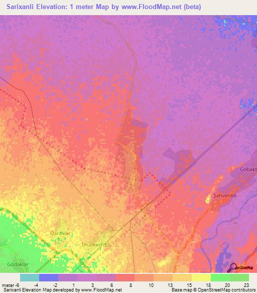 Sarixanli,Azerbaijan Elevation Map
