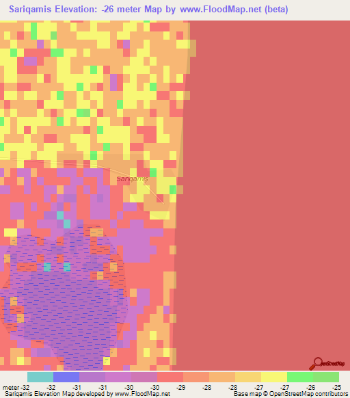 Sariqamis,Azerbaijan Elevation Map