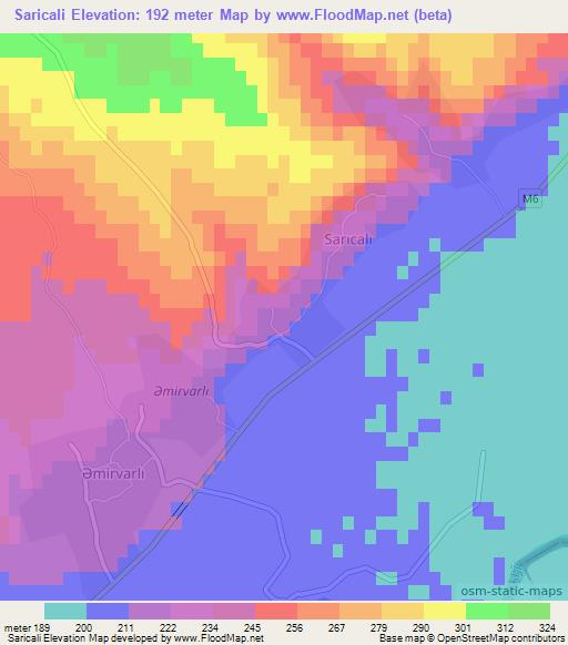 Saricali,Azerbaijan Elevation Map