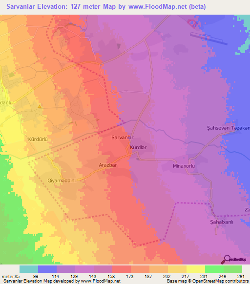 Sarvanlar,Azerbaijan Elevation Map