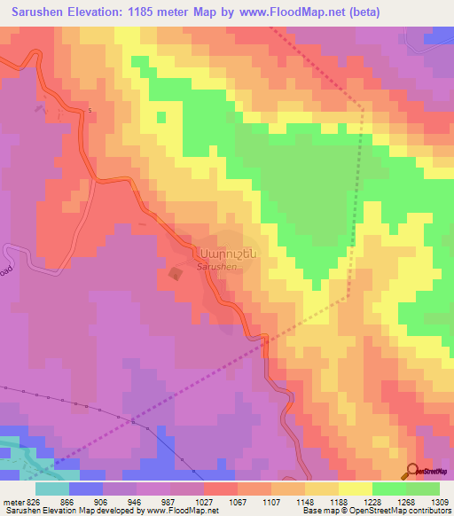 Sarushen,Azerbaijan Elevation Map