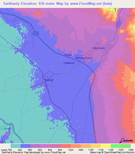 Sarkhanly,Azerbaijan Elevation Map