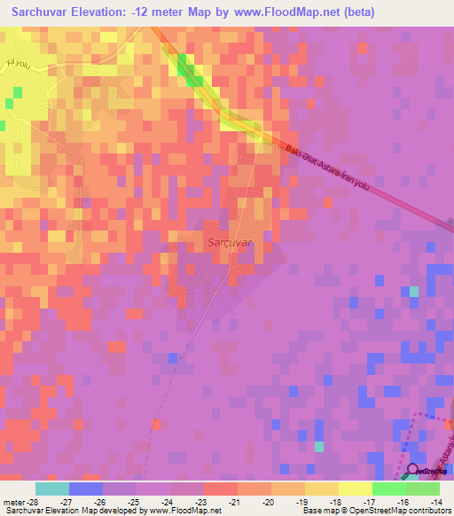 Sarchuvar,Azerbaijan Elevation Map