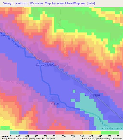 Saray,Azerbaijan Elevation Map