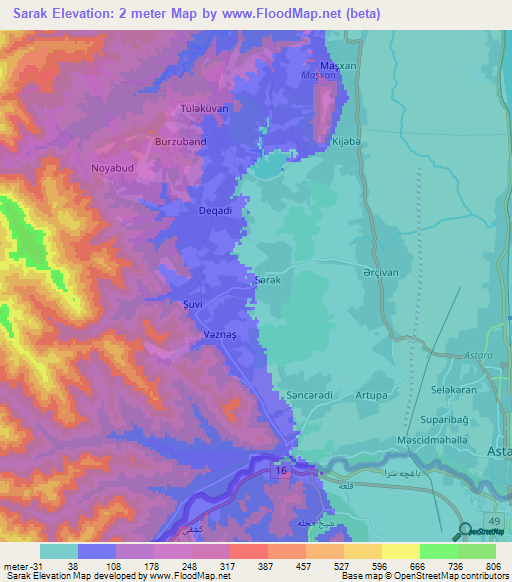 Sarak,Azerbaijan Elevation Map