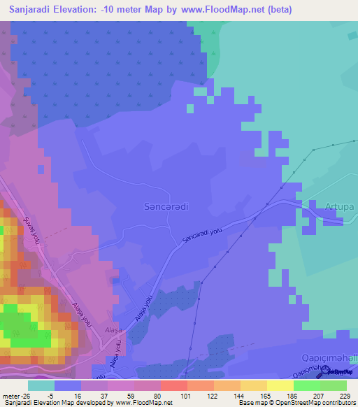 Sanjaradi,Azerbaijan Elevation Map