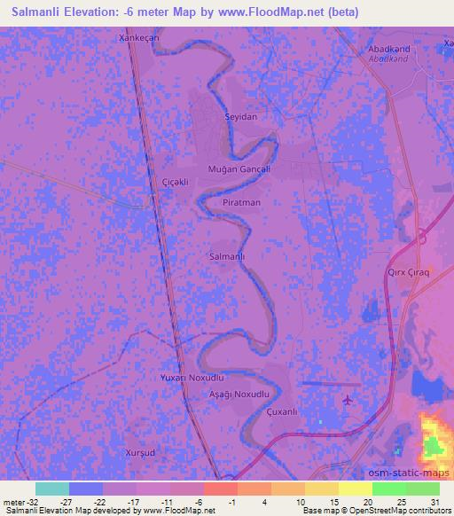 Salmanli,Azerbaijan Elevation Map
