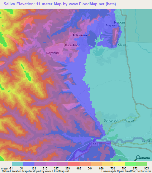 Saliva,Azerbaijan Elevation Map