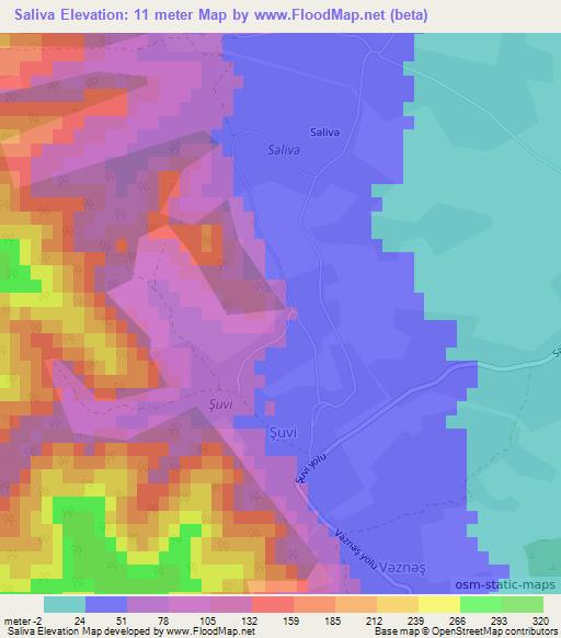 Saliva,Azerbaijan Elevation Map