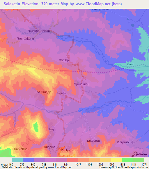 Salaketin,Azerbaijan Elevation Map