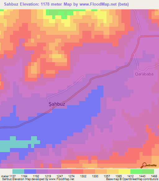 Sahbuz,Azerbaijan Elevation Map