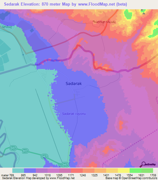 Sedarak,Azerbaijan Elevation Map