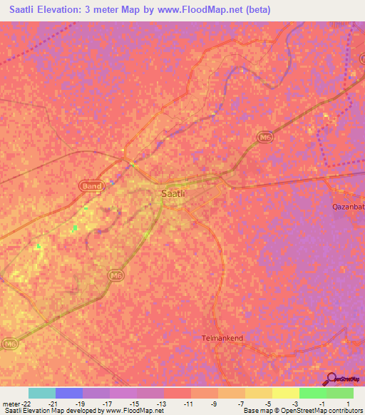 Saatli,Azerbaijan Elevation Map
