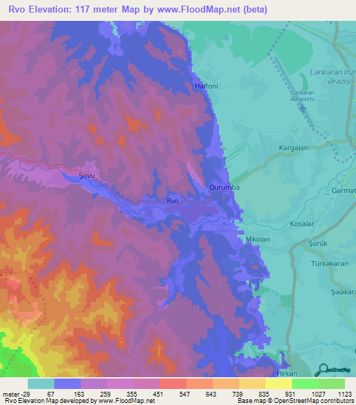 Rvo,Azerbaijan Elevation Map