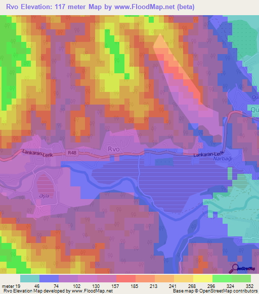Rvo,Azerbaijan Elevation Map