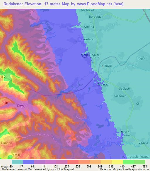 Rudakenar,Azerbaijan Elevation Map