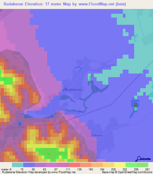 Rudakenar,Azerbaijan Elevation Map