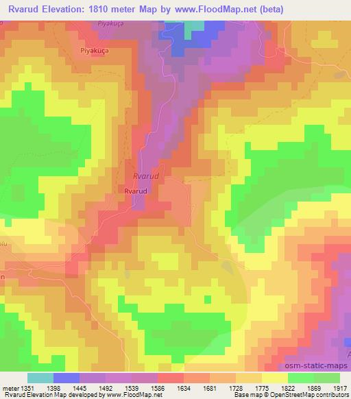 Rvarud,Azerbaijan Elevation Map