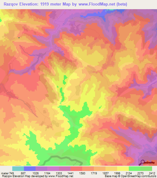 Razqov,Azerbaijan Elevation Map