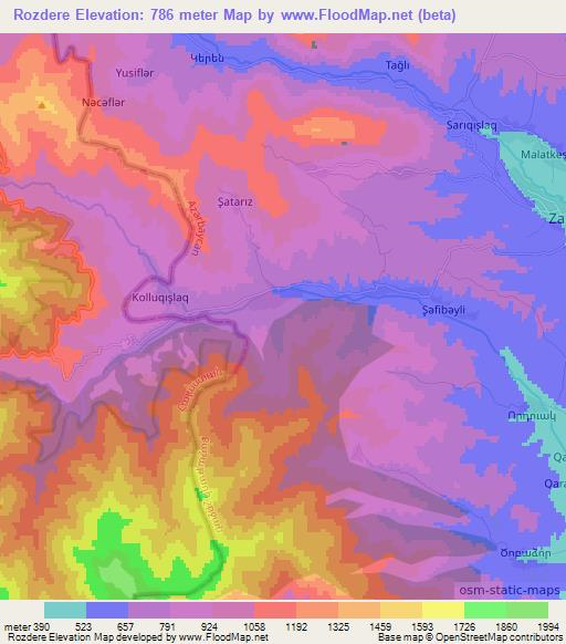 Rozdere,Azerbaijan Elevation Map
