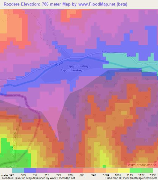 Rozdere,Azerbaijan Elevation Map
