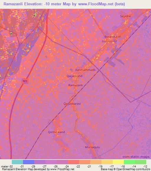 Ramazanli,Azerbaijan Elevation Map
