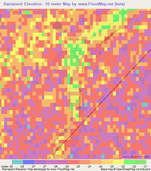 Ramazanli,Azerbaijan Elevation Map