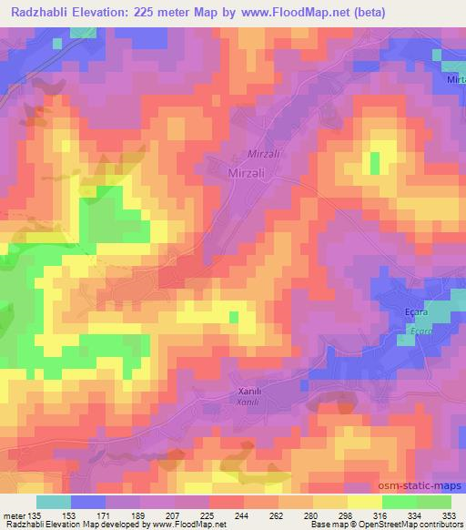 Radzhabli,Azerbaijan Elevation Map