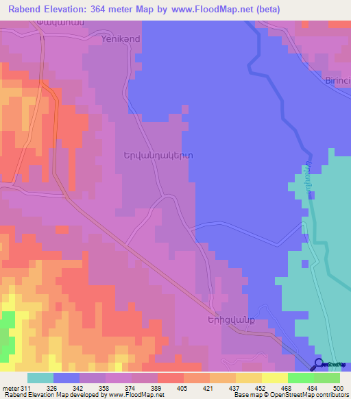 Rabend,Azerbaijan Elevation Map