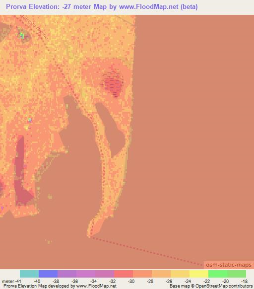 Prorva,Azerbaijan Elevation Map