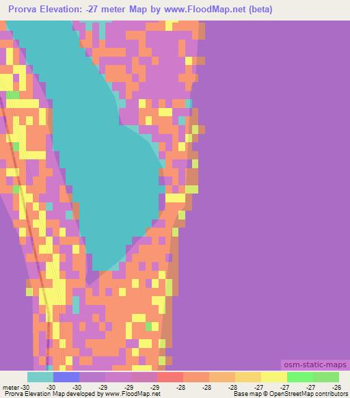 Prorva,Azerbaijan Elevation Map